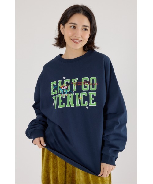 RODEO CROWNS WIDE BOWL(ロデオクラウンズワイドボウル)の「embroidery collegeロング Tシャツ(Tシャツ/カットソー・レディース・サックスブルー/ネイビー/アイボリー・FREE)」の3枚目の写真
