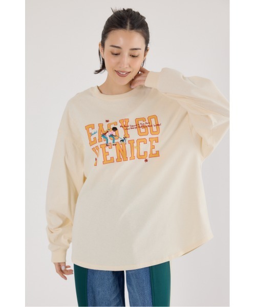 RODEO CROWNS WIDE BOWL(ロデオクラウンズワイドボウル)の「embroidery collegeロング Tシャツ(Tシャツ/カットソー・レディース・サックスブルー/ネイビー/アイボリー・FREE)」の2枚目の写真