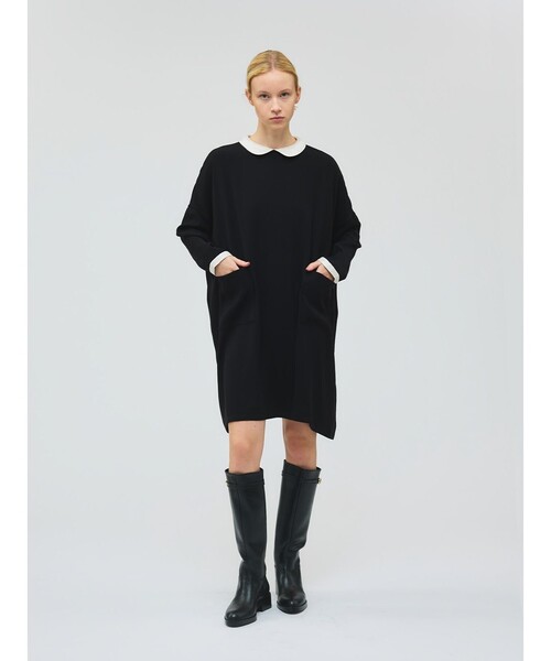 セール】mizuiro ind 衿付きサテンコクーンワンピース（ワンピース