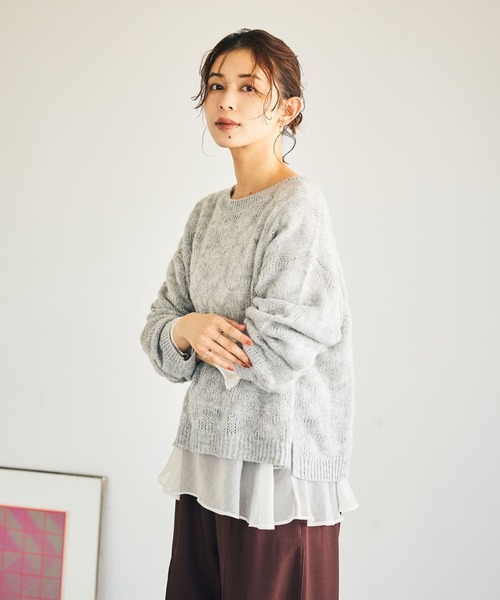 新品タグ付き　ヨリ　マニッシュレイヤーニット 5ゲージモヘアタッチニット×インナーセット（ニット/セーター