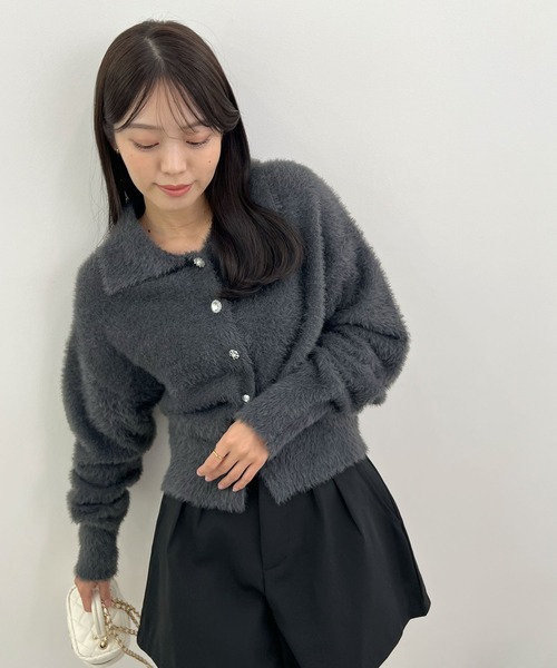 セール】ふわもこビジューボタンカーディガン（カーディガン/ボレロ