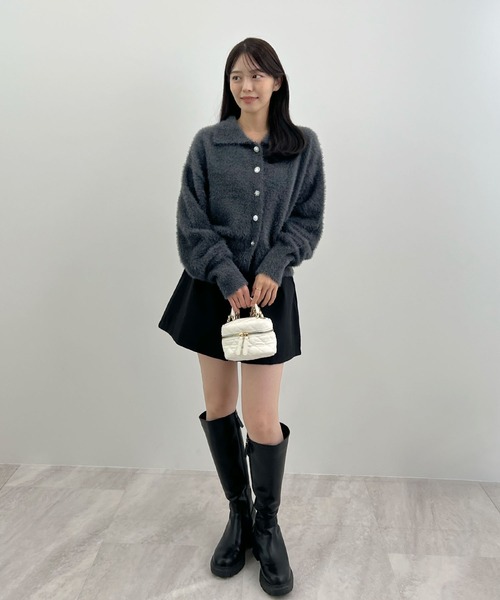 Futier land（フューティアランド）の「ふわもこビジューボタンカーディガン（カーディガン/ボレロ・レディース・チャコールグレー/アイボリー/ピンク・FREE）」の9枚目の写真