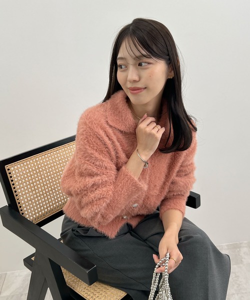Futier land（フューティアランド）の「ふわもこビジューボタンカーディガン（カーディガン/ボレロ・レディース・チャコールグレー/アイボリー/ピンク・FREE）」の19枚目の写真