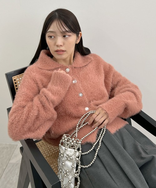 Futier land（フューティアランド）の「ふわもこビジューボタンカーディガン（カーディガン/ボレロ・レディース・チャコールグレー/アイボリー/ピンク・FREE）」の20枚目の写真