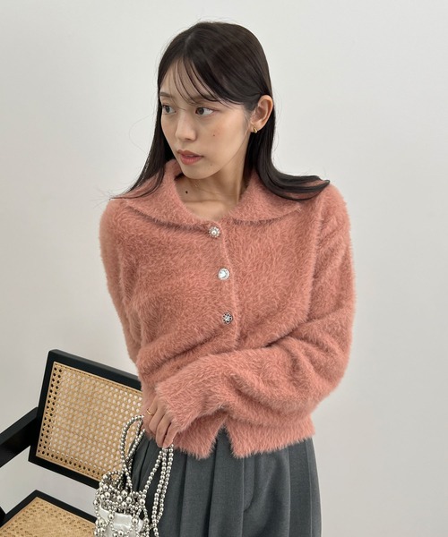 Futier land（フューティアランド）の「ふわもこビジューボタンカーディガン（カーディガン/ボレロ・レディース・チャコールグレー/アイボリー/ピンク・FREE）」の21枚目の写真