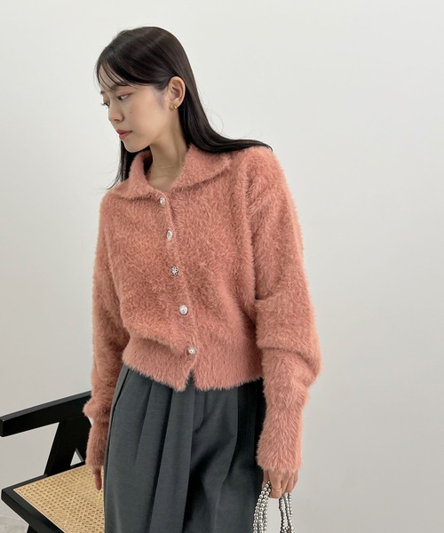 Futier land（フューティアランド）の「ふわもこビジューボタンカーディガン（カーディガン/ボレロ・レディース・チャコールグレー/アイボリー/ピンク・FREE）」の22枚目の写真