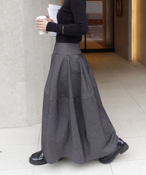 CORNERS（コーナーズ）の「バレルデザインデニムスカート（デニムスカート・レディース・ブラック/ブルー・マルチサイズ）」の4枚目の写真