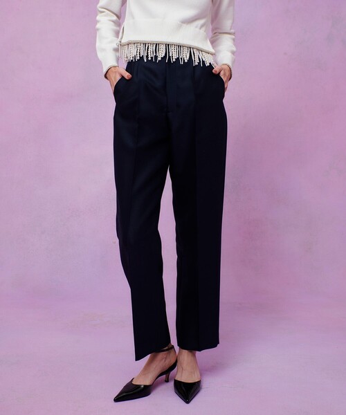LOULOU WILLOUGHBY（ルルウィルビー）の「【LOULOU WILLOUGHBY】シルクウールツイルタックパンツ（その他パンツ・レディース・ピンク/ネイビー・2/1）」の2枚目の写真