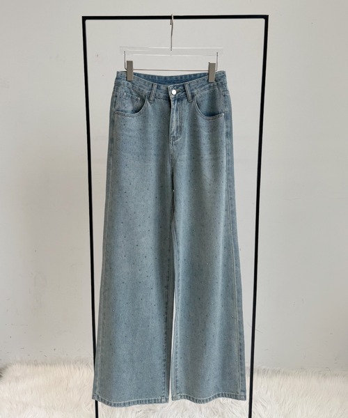 TITTY&CO.（ティティーアンドコー）の「ラインストーンデニムパンツ（デニムパンツ・レディース・ブラック/ライトブルー/ブルー・FREE）」の3枚目の写真