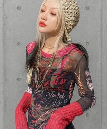 NOLITA LABORATORY（ノリータラボラトリー）の「【 NOLITA / ノリータ 】 シアーメッシュ 長袖 カットソー レディース / 透け感 スリムフィット メッシュプリント 長袖 カットソー（Tシャツ/カットソー）」