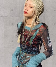 NOLITA LABORATORY（ノリータラボラトリー）の「【 NOLITA / ノリータ 】 シアーメッシュ 長袖 カットソー レディース / 透け感 スリムフィット メッシュプリント 長袖 カットソー（Tシャツ/カットソー）」