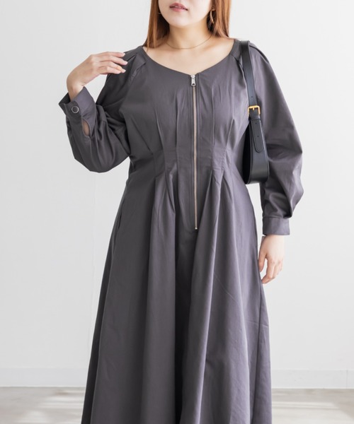 CLETTE(クレット)の「CLETTEオリジナルフロントジップウエストタックワンピース(ワンピース・レディース・パープル/カーキ/ブラック・LL/3L/4L)」の17枚目の写真