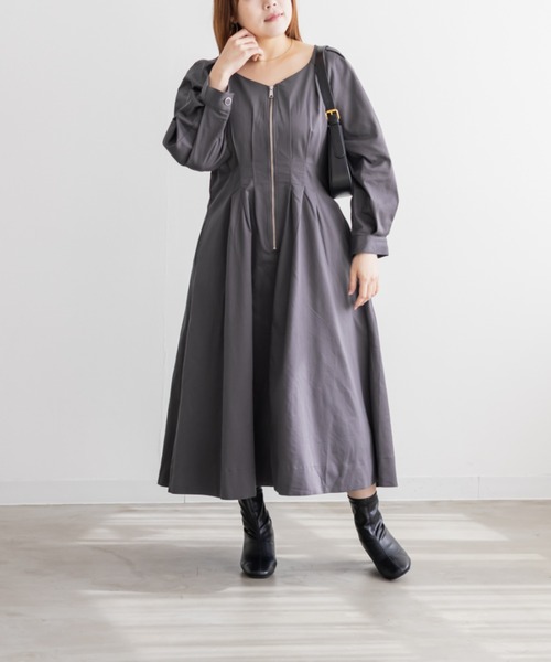 CLETTE(クレット)の「CLETTEオリジナルフロントジップウエストタックワンピース(ワンピース・レディース・パープル/カーキ/ブラック・LL/3L/4L)」の15枚目の写真