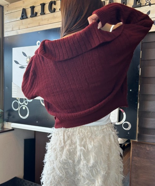 ｔｏｌｅｎｅ（トレネ）の「ビッグカラー フロントクロスデザイン リブニットトップス ポロ襟ニット 薄手タンクトップインナー付き（ニット/セーター・レディース・ブラック/ホワイト/レッド・FREE）」の15枚目の写真