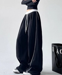 lilful（リルフル）の「【25年秋冬新作】配色デザイン ドロスト ワイドレッグスウェットパンツ（スウェットパンツ・レディース）」