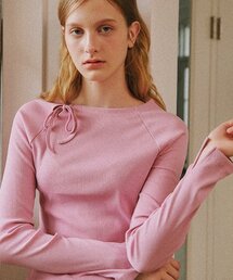 RONRON（ロンロン）の「SIDE RIBBON BOW LONG SLEEVE PINK（Tシャツ/カットソー）」