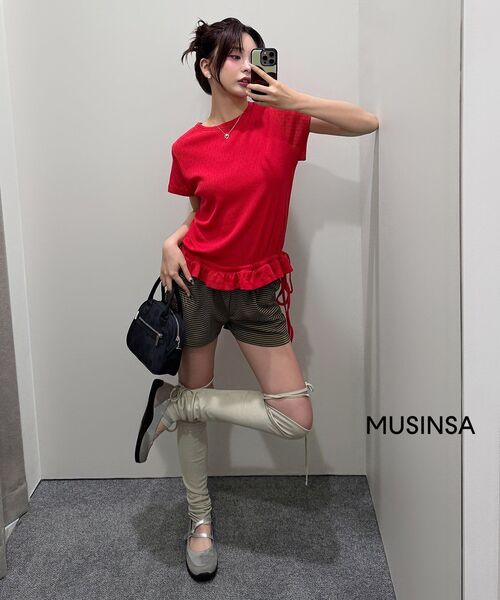 RENSE（レンセ）の「Eyelet Frill Half T-shirt Red（Tシャツ/カットソー・レディース・その他・OS）」の7枚目の写真