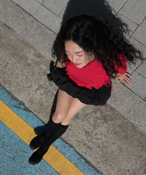 RENSE（レンセ）の「Eyelet Frill Half T-shirt Red（Tシャツ/カットソー・レディース・その他・OS）」の8枚目の写真