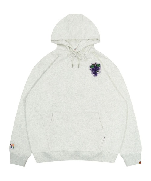 GRAF&WU(グラフアンドユー)の「A'GEM/9 × .kom 『GRAF&WU/グラフアンドユー』GRAF&WU Fruit Party 12 Embroidery Cute Ghost Hoodie /フルーツパーティー 12個のフルーツ キュートゴースト 刺繍 長袖シャツ(パーカー・メンズ・ライトグレー・L/XL)」の1枚目の写真