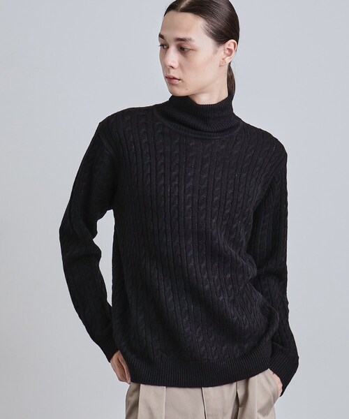 tk.TAKEO KIKUCHI（ティーケータケオキクチ）の「ケーブルタートルニット（ニット/セーター・メンズ・ブラウン系その他/チャコール/ブラック/オフホワイト・04/03/02）」の3枚目の写真