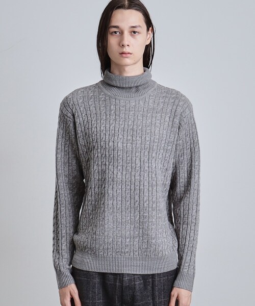 tk.TAKEO KIKUCHI（ティーケータケオキクチ）の「ケーブルタートルニット（ニット/セーター・メンズ・ブラウン系その他/チャコール/ブラック/オフホワイト・04/03/02）」の9枚目の写真