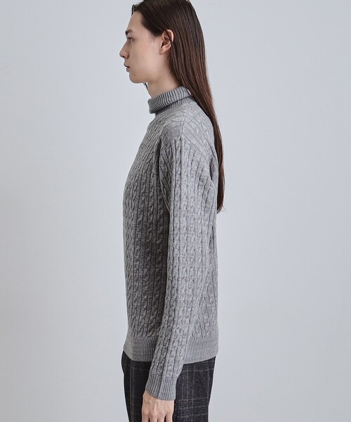 tk.TAKEO KIKUCHI（ティーケータケオキクチ）の「ケーブルタートルニット（ニット/セーター・メンズ・ブラウン系その他/チャコール/ブラック/オフホワイト・04/03/02）」の10枚目の写真