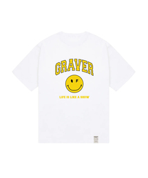 GRAVER（グレーバー）の「[UNISEX] ARCH LOGO LIFE DOT SMILE SHORT SLEEVE T-SHIRT_WHITE（Tシャツ/カットソー・メンズ）」