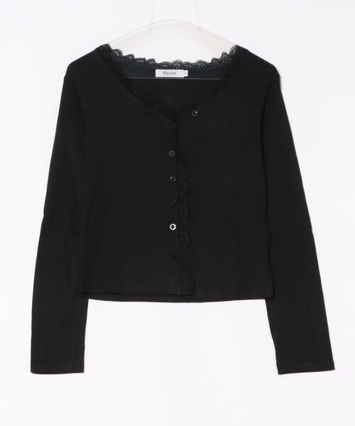 Mayree(メイリー)の「【Mayree】2WAY レースVネッククロップドトップス(Tシャツ/カットソー・レディース・ホワイト/ブラック・SMALL/MEDIUM/LARGE)」の5枚目の写真