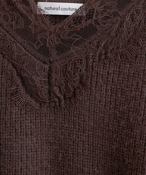 WEB限定】レースVネックニット（ニット/セーター）｜natural couture