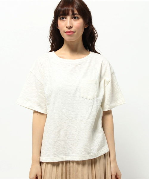 OUTLET（アウトレット）の「【Discoat Petit】粗杢ポケ付T（Tシャツ/カットソー・レディース・オフホワイト/チャコールグレー/杢グレー・FREE）」の10枚目の写真