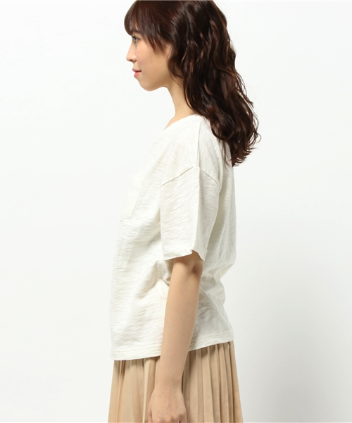 OUTLET（アウトレット）の「【Discoat Petit】粗杢ポケ付T（Tシャツ/カットソー・レディース・オフホワイト/チャコールグレー/杢グレー・FREE）」の11枚目の写真