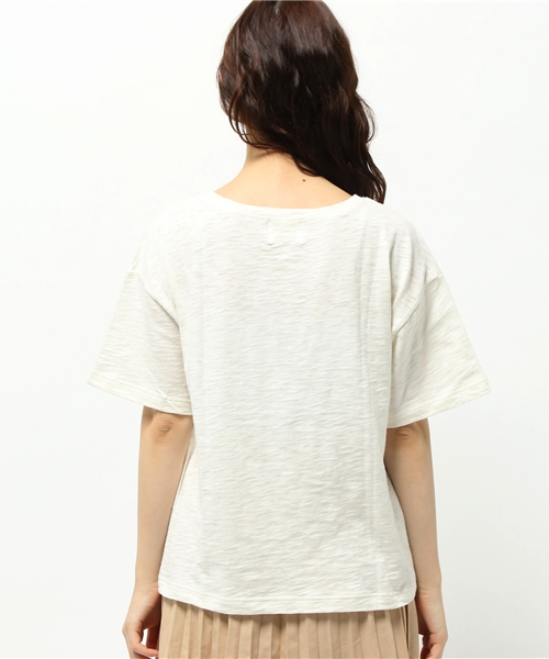 OUTLET（アウトレット）の「【Discoat Petit】粗杢ポケ付T（Tシャツ/カットソー・レディース・オフホワイト/チャコールグレー/杢グレー・FREE）」の4枚目の写真