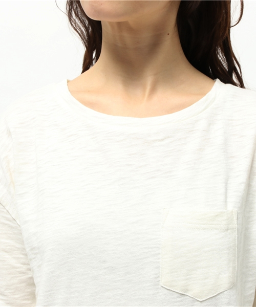 OUTLET（アウトレット）の「【Discoat Petit】粗杢ポケ付T（Tシャツ/カットソー・レディース・オフホワイト/チャコールグレー/杢グレー・FREE）」の5枚目の写真