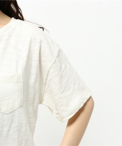 OUTLET（アウトレット）の「【Discoat Petit】粗杢ポケ付T（Tシャツ/カットソー・レディース・オフホワイト/チャコールグレー/杢グレー・FREE）」の6枚目の写真