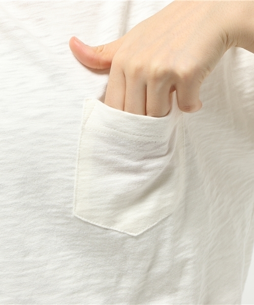 OUTLET（アウトレット）の「【Discoat Petit】粗杢ポケ付T（Tシャツ/カットソー・レディース・オフホワイト/チャコールグレー/杢グレー・FREE）」の7枚目の写真