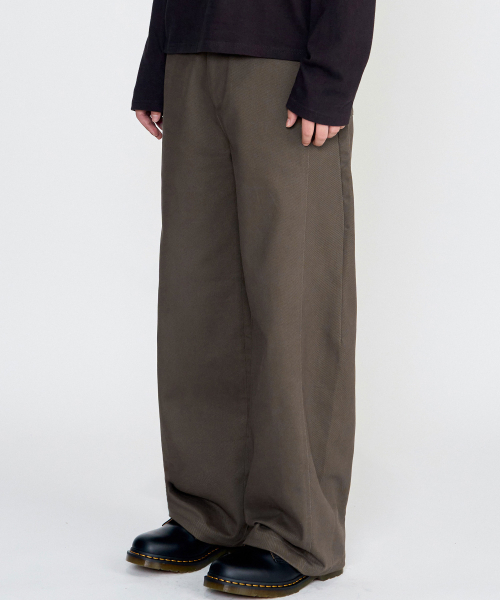 Cotton Curved Pants (Brown)
