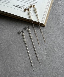 Flolia（フロリア）の「パール チェーン ロングピアス ゴールド シルバー 両耳 結婚式（ピアス（両耳用））」