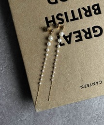 Flolia（フロリア）の「パール チェーン ロングピアス ゴールド シルバー 両耳 結婚式（ピアス（両耳用））」