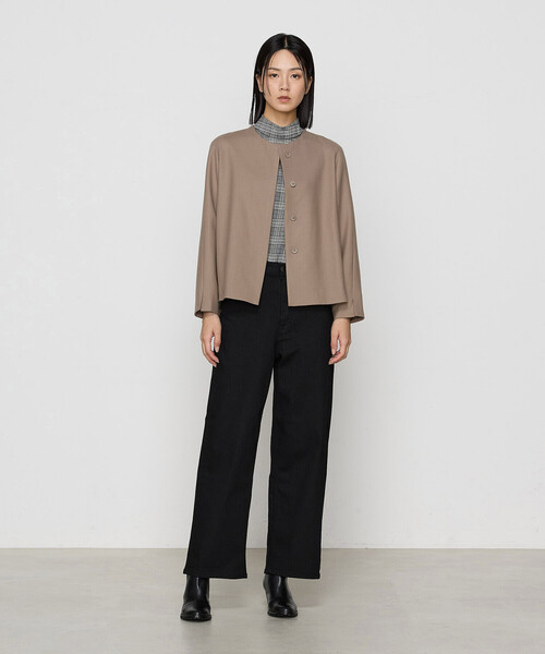 K.T KIYOKO TAKASE(キヨコタカセ)の「〔 Sサイズ 〕 【2WAY】ストレッチフラノ ノーカラーブルゾンジャケット(ノーカラージャケット・レディース・ブラウン/グレー・5号/3号)」の8枚目の写真