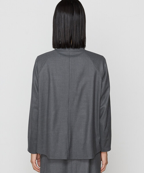 K.T KIYOKO TAKASE(キヨコタカセ)の「〔 Sサイズ 〕 【2WAY】ストレッチフラノ ノーカラーブルゾンジャケット(ノーカラージャケット・レディース・ブラウン/グレー・5号/3号)」の13枚目の写真