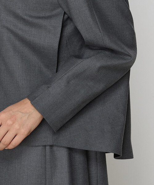 K.T KIYOKO TAKASE(キヨコタカセ)の「〔 Sサイズ 〕 【2WAY】ストレッチフラノ ノーカラーブルゾンジャケット(ノーカラージャケット・レディース・ブラウン/グレー・5号/3号)」の14枚目の写真