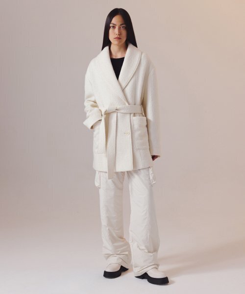 アルパカショールカラーローブコートIVORY