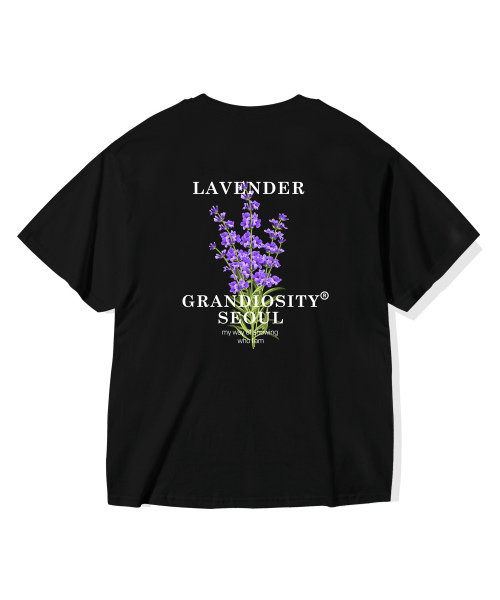GRANDIOSITY(グランディオシティ)の「ラベンダープリンティングオーバーサイズ半袖Tシャツ(ブラック)(Tシャツ/カットソー・メンズ・その他・FREE)」の1枚目の写真
