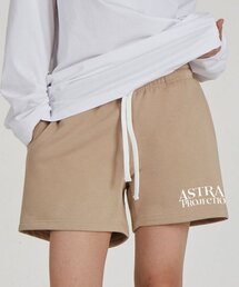 レタリングロゴコンフォータブルワッフル裏毛ショートパンツ_ベージュ