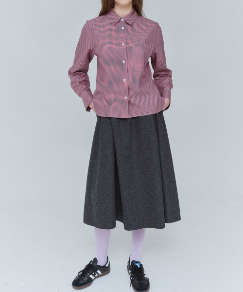 VOYONN（ボヨン）の「Aラインボリュームロングスカートウールグレー0124（スカート・レディース・チャコールグレー・SMALL/MEDIUM）」の4枚目の写真
