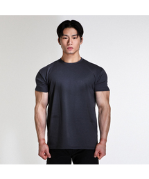 無地クーリングワイドショルダーマッスルフィット半袖Tシャツ(チャコール)