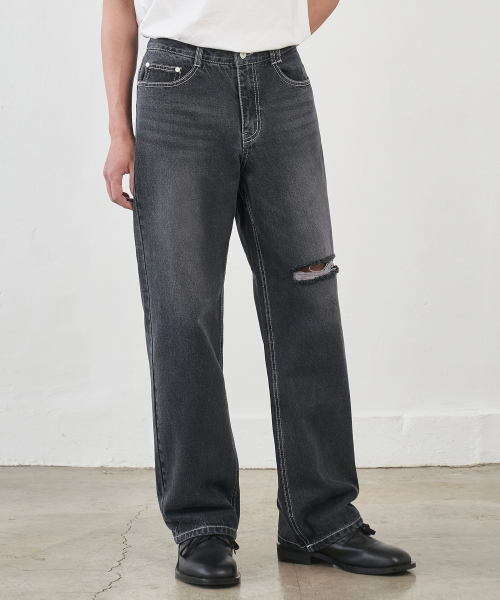DECET(デケト)の「Dawn Semi Wide Jeans DCPT002CutBlack(デニムパンツ・レディース・その他・30/26/28/34)」の2枚目の写真