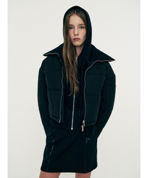 LIE MEQUE（リメーク）の「ウィング刺繍ワイドカラーパディッドジャケットブラック（ダウンジャケット/コート）」