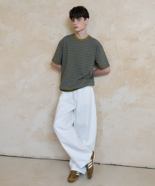 NOUN(ノウン)の「stripe sweat t-shirts (charcoal)(Tシャツ/カットソー・メンズ・その他・1/2)」の2枚目の写真
