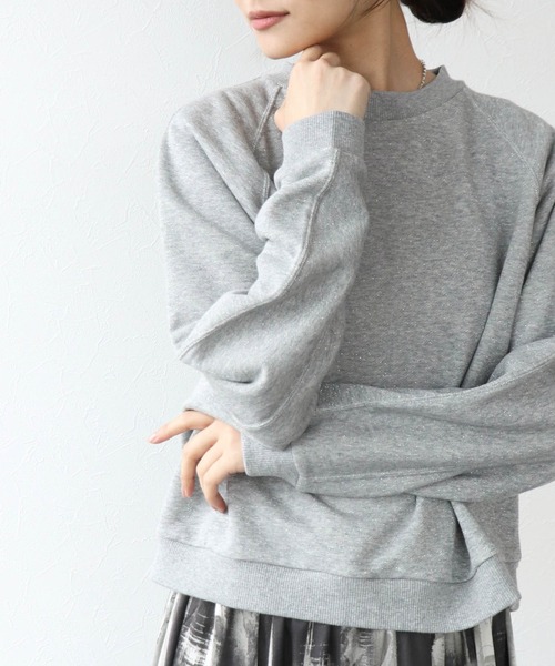 Jines（ジネス）の「ラメ裏毛ラグランスリーブトップス（Tシャツ/カットソー・レディース・グレー・38）」の5枚目の写真
